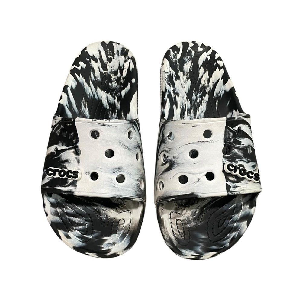 CROCS Classic‎ Black & White Marbled Slide Sandals Unisex M9/W11